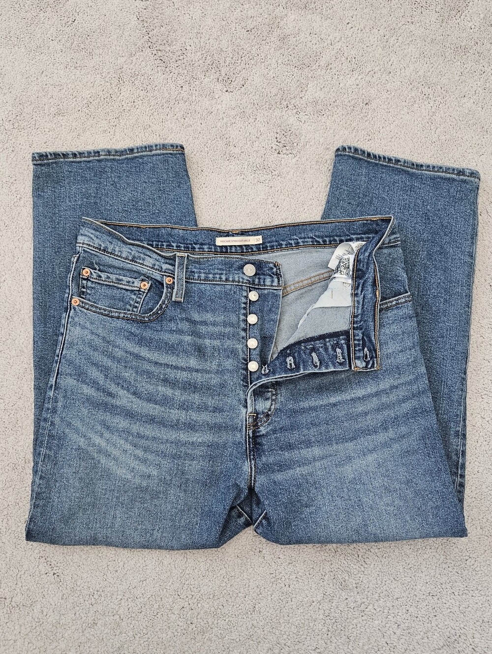 Levis | Ribcage Straight Ankle Button Fly Medium Wash Denim Jeans Womens 32